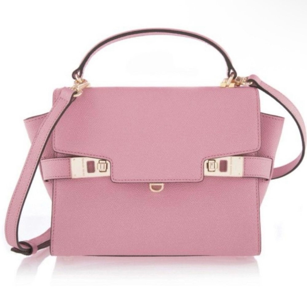 Henri Bendel Pink Satchel with Gold Hardware and Top Handle